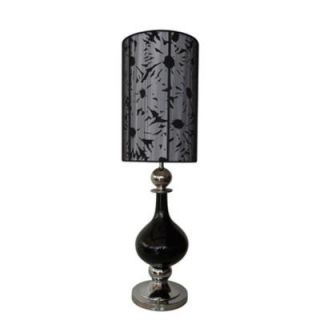 Elegant Designs 22 in. Glazed Ceramic and Chrome Table Lamp with Floral Shade DISCONTINUED LT1031 CHR