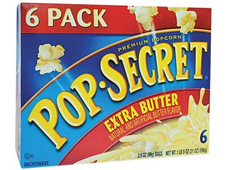 Pop Secret 16680 Microwave Popcorn, Extra Butter, 3.5 oz Bags, 6 Bags/Box