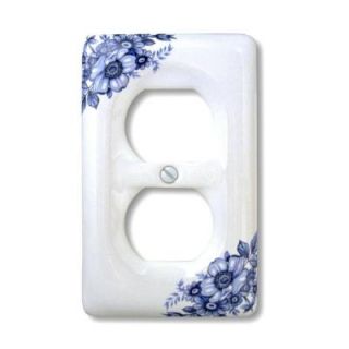 Amerelle Delft 1 Duplex Wall Plate   Blue 3001D