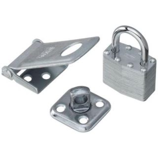 Stanley National Hardware 1 1/2 in. x 3 1/2 in. Zinc Plate Combination Padlock and Hasp CD39 9715 PADLOCK/HSP 2C