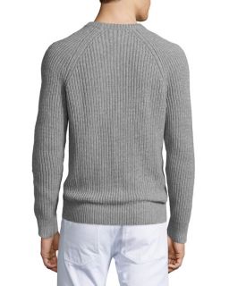Michael Kors Shaker Raglan Crewneck Sweater, Gray