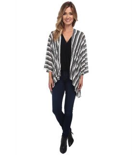 Steve Madden Vertical Stripe Jersey Shirt Tail Topper Black White