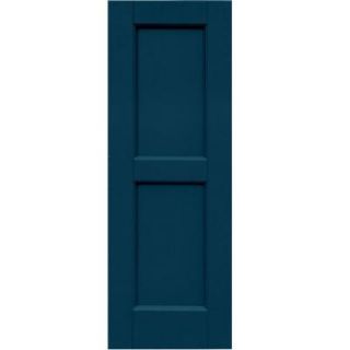 Winworks Wood Composite 12 in. x 34 in. Contemporary Flat Panel Shutters Pair #637 Deep Sea Blue 61234637
