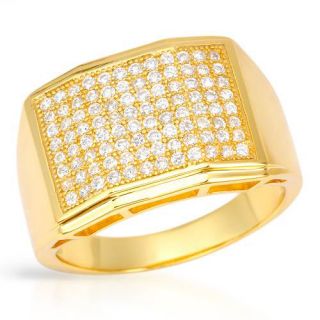Mens Ring with 3.37ct TW Cubic Zirconia in 14K/925 Gold plated Silver