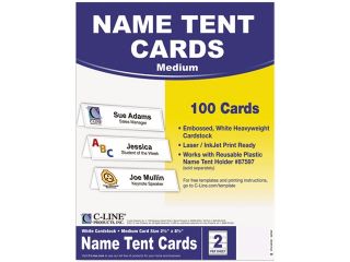 C line 87587 Tent Card For Inkjet, Laser Print   Letter   8.50" x 11"   50 / Box   White