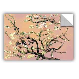 Art Wall Almond Blossom Interpretation In Eggshell Pink by Vincent Van