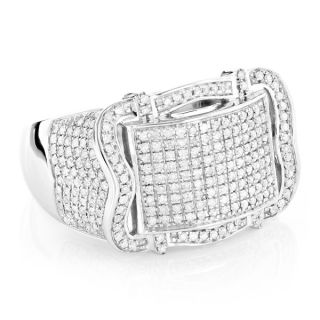 Luxurman 10k White Gold Mens 1 1/6ct. TDW Diamond Belt Ring (H I, SI1