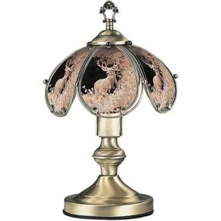 OK Lighting 14.25" Antique Bronze Touch Lamp With Deer Theme