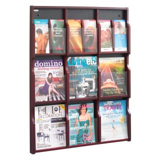 Safco 5702MH Expose 9 Magazine or 18 Pamphlet Display  Mahogany   Literature Racks