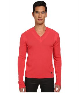 versace collection v neck knit sweater coral
