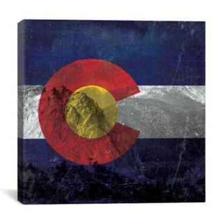 iCanvasArt Colorado Flag, Pikes Peak with Omo Film Grunge Graphic Art