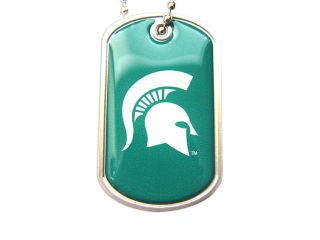 Michigan State Spartans Dog Tag Domed Necklace Charm Chain