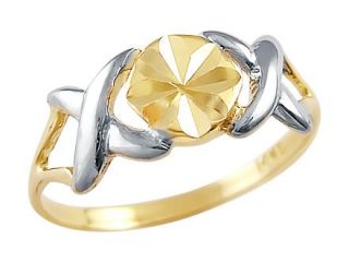 14k Yellow and White Gold Ladies Hugs and Kisses XOX Ring