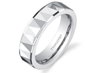 Faceted Polished Finish 5mm Womens White Tungsten Wedding Band Ring Available in Sizes 5 to 8