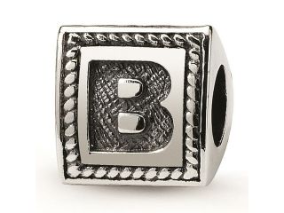 Sterling Silver Reflections Letter B Triangle Block Bead
