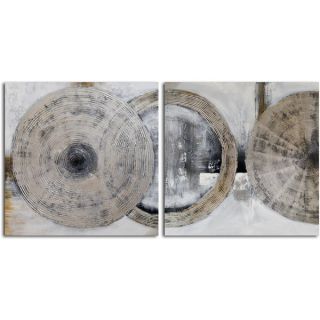 Original Hand painted Cymbals in Silver 2 piece Wrapped Canvas