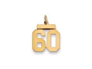 The Athletic Small Polished Number 60 Pendant in 14K Yellow Gold