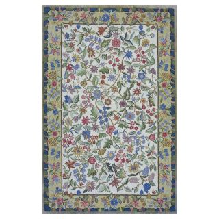 KAS Rugs Classy Casual Rectangular Cream Floral Hand Hooked Wool Area Rug (Common: 8 ft x 11 ft; Actual: 8 ft x 10.5 ft)