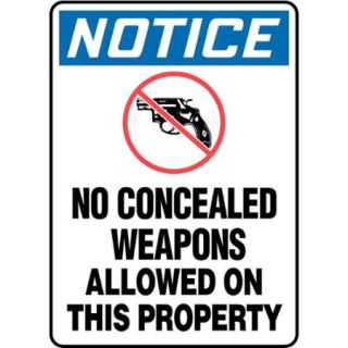 ACCUFORM SIGNS Sign, No Concealed Weapons, 7 x 10 In. MACC810VS