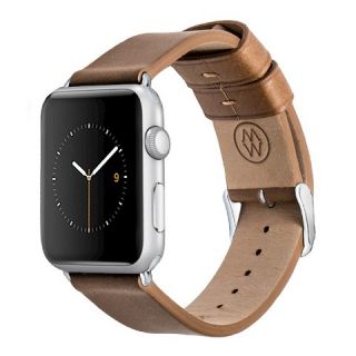 Monowear Brown Leather Band with Matte Silver Adapter For 38Mm Apple