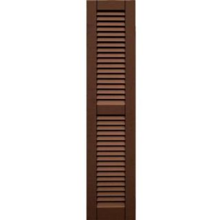 Winworks Wood Composite 12 in. x 54 in. Louvered Shutters Pair #635 Federal Brown 41254635