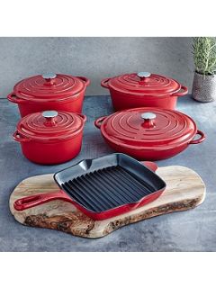 Linea Cast iron cookware in red