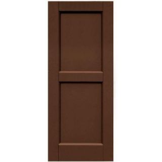 Winworks Wood Composite 15 in. x 37 in. Contemporary Flat Panel Shutters Pair #635 Federal Brown 61537635