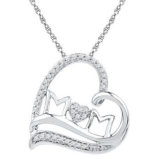CT. T.W. Round Diamond Prong Set Mom Heart Pendant in Sterling