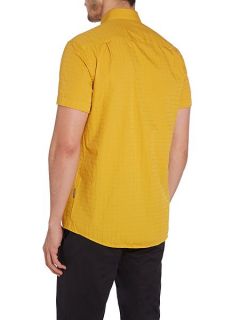 Peter Werth Drayton Check Slim Fit Short Sleeve Button Down S Yellow
