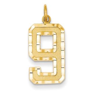 14k Yellow Gold Casted Large D/C Number 9 Charm Pendant