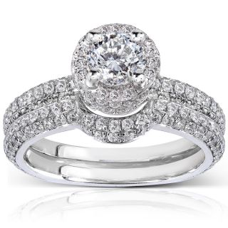 Annello 14k White Gold 1 1/6ct TDW Diamond Bridal Ring Set (H I, I1 I2