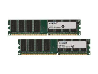 Crucial 2GB (2 x 1GB) 184 Pin DDR SDRAM DDR 400 (PC 3200) Dual Channel Kit Desktop Memory Model CT2KIT12864Z40B   Desktop Memory
