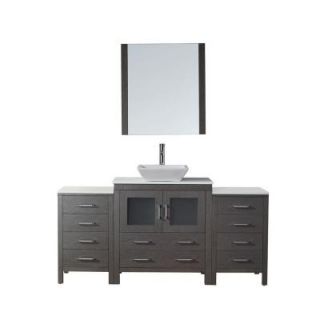 Virtu USA Dior 68 in. Double Vanity in Grey Oak with Pure Stone Vanity Top in White and Mirror KS 70068 S GO
