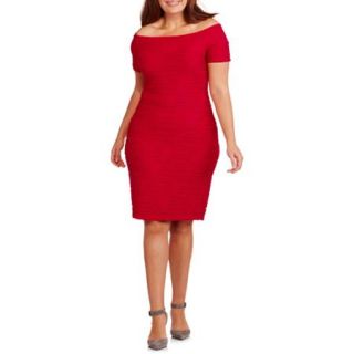 Glamour and Co. Women's Plus Size Tulip Dress with Banded Waist