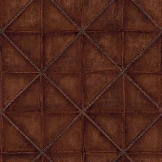 The Wallpaper Company 8 in. x 10 in. Tobacco Diamond Stitched Leather Wallpaper Sample WC1282463S