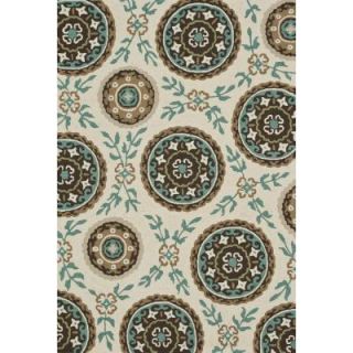 Loloi Rugs Summerton Lifestyle Collection Ivory/Teal 5 ft. x 7 ft. 6 in. Area Rug SUMRSRS08IVTE5076
