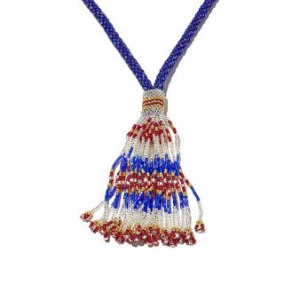 Himalayan Gems™ Potay Bead Lariat Style 32" Tassel Necklace   8014541