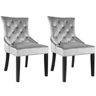 CorLiving Antonio Accent Chair in Soft Grey Velvet (Set of 2)