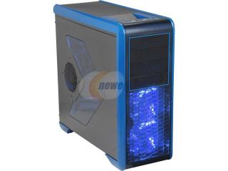 Open Box: Rosewill BLACKHAWK   Gaming ATX Mid Tower Computer Case, Blue Edition   Five Fans Included, Side Window Panel, Top HDD Dock