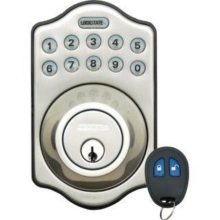 Electronic Deadbolt with Remote and Keys — Satin Silver Finish, Model# LS-DB500R-SN
