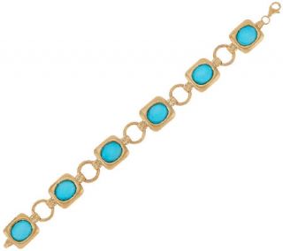14K Gold Large Sleeping Beauty Turquoise Doublet Bracelet   J324802 —