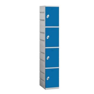 Salsbury Industries 94000 Series 12.75 in. W x 74 in. H x 18 in. D 4 Tier Plastic Lockers Assembled in Blue 94168BL A