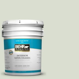 BEHR Premium Plus 5 gal. #PPL 47 Sage Tint Zero VOC Satin Enamel Interior Paint 705005