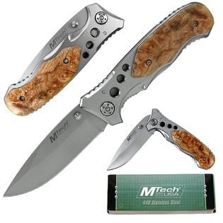 Whetstone Silver Folding Knife w/ Wood handle   Fitness & Sports