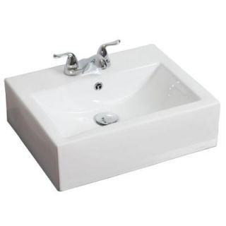 American Imaginations 20.5 in. W x 16 in. D Above Counter Rectangle Vessel Sink In White Color For 4 in. o.c. Faucet AI 14 593