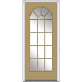 Milliken Millwork 36 in. x 80 in. Clear Glass Round Top Full Lite Painted Fiberglass Smooth Prehung Front Door Z004703R