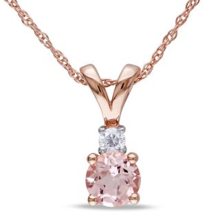 Miadora 10k Rose Gold Morganite 1/5ct TDW Diamond Heart Necklace (G H