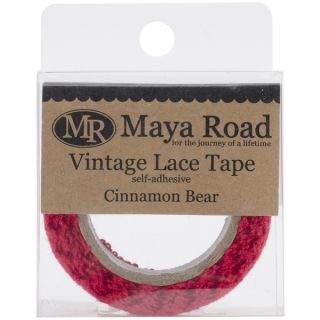 Maya Road Vintage Fabric Lace Tape .75inX6.5 Cinnamon Bear
