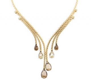 Woven Cascading 13.00 ct tw Gemstone Necklace, 14K —