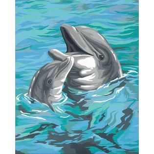 Dimensions Dolphn Duo Paint By Numbr 8X10   Home   Crafts & Hobbies